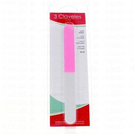 3 CLAVELES Lime à ongles flexible 3 usages à corindon fleurie 18 cm