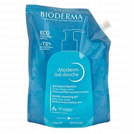 BIODERMA Atoderm - Gel douche lavant doux hydratant corps sans savon eco-recharge 1l
